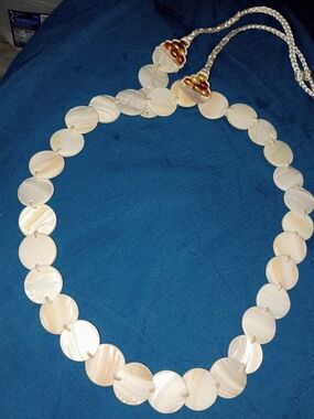 Shell Disk Belt - White Mother Of Pearl Cream Beads Handcrafted Vintage Native A